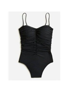NWT J.Crew Black Ruched Sweetheart One Piece Swimsuit Size 24